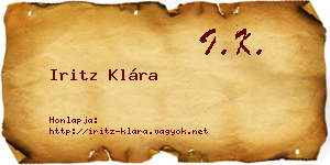 Iritz Klára névjegykártya