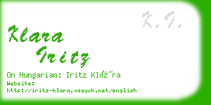 klara iritz business card